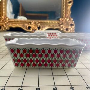 4 Red and Green Small Loaf Dishes